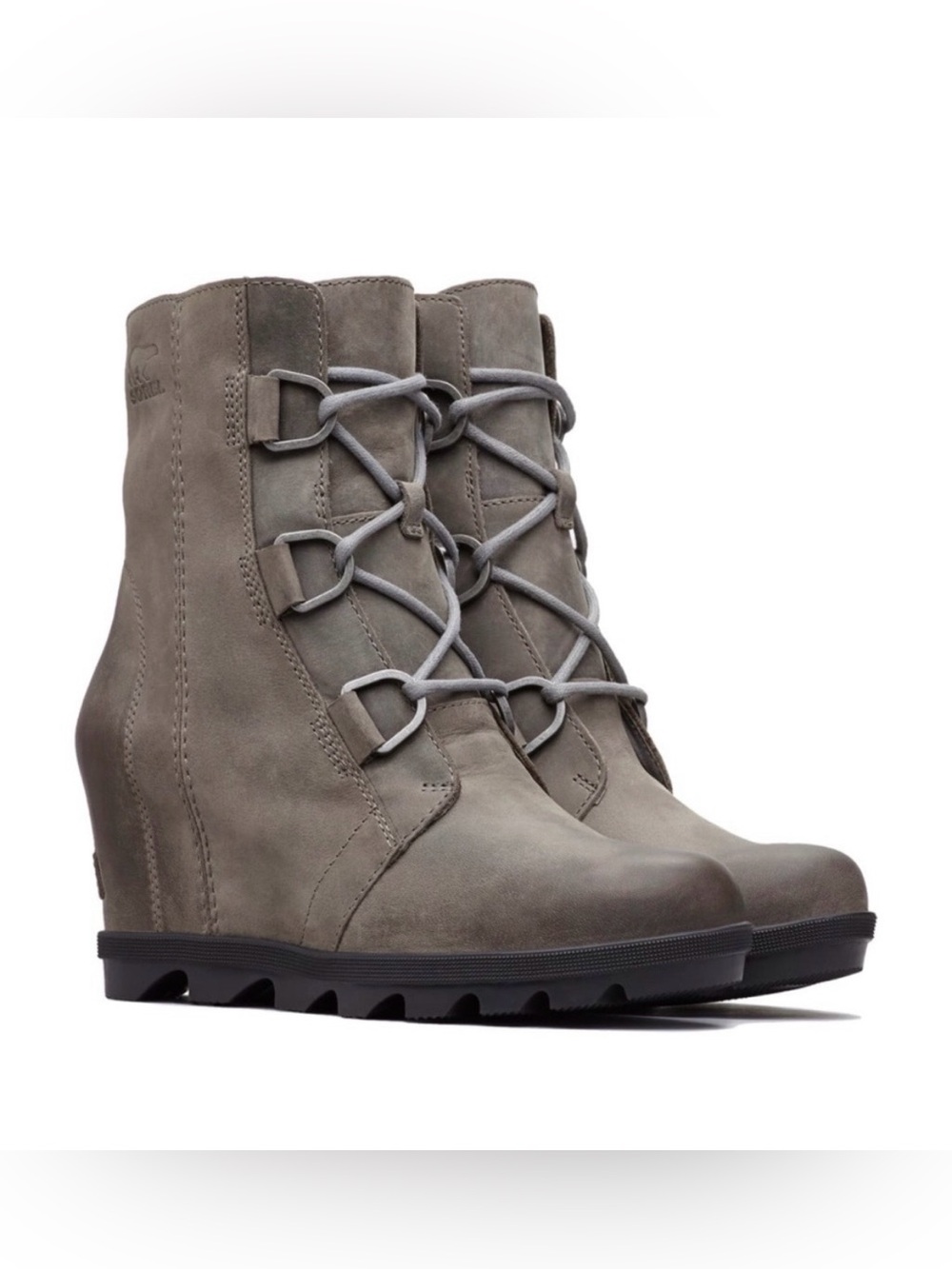 Sorel • Joan of Arctic mid wedge Il lace up boot Quarry waterproof leather Sz 8